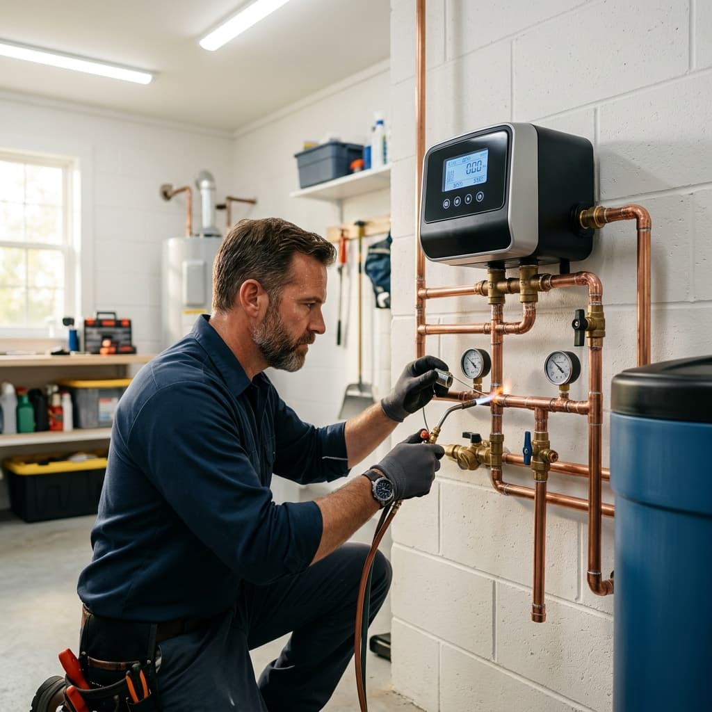 Installazione di un moderno addolcitore d'acqua domestico a Torino